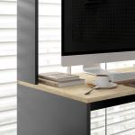 Secretária para Computador com Prateleira de 3 Níveis Mesa de Estudo com Suporte para CPU 114x45x138 cm Cinza e Natural