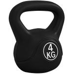 Peso Russo de 4 kg Kettlebell Fitness Preenchido de Areia com Punho Largo Antiderrapante 18x12x20 cm Preto