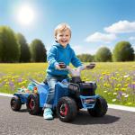 Quadriciclo Elétrico para Crianças com Reboque Bateria 6V de 18 - 36 Meses com Velocidade 2,5 km/h 106x41,5x48,5 cm Azul