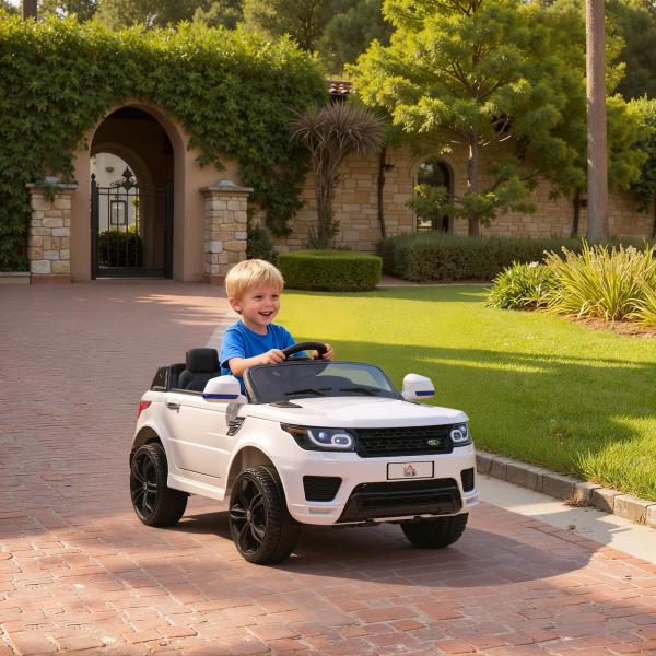 Carro Elétrico SUV Infantil 12V com 2 Motores Controlo Remoto Faróis Buzina Bluetooth Música USB e Abertura de Porta 3 - 5km/h 110x68x52cm Branco