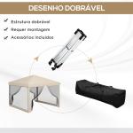 Tenda Dobrável 3x3 para Exterior com Mosquiteiras Bolsa de Transporte Estrutura de Aço e Tecido Oxford Resistente Bege