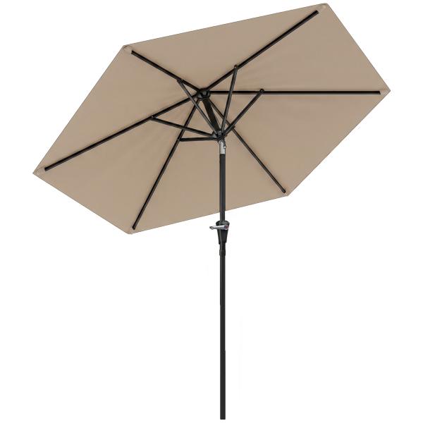 Chapéu de Sol de Jardim Ø230x216 cm com Teto Ajustável Abertura Manual Impermeável para Terraço Pátio Piscina Praia Caqui