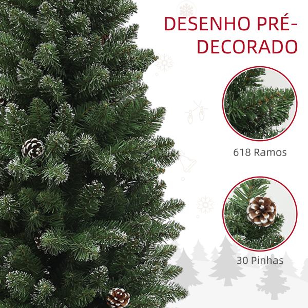 Árvore de Natal 180 cm Árvore de Natal Artificial com 618 Ramos e Suporte de Metal Árvore de Natal para Interior Verde