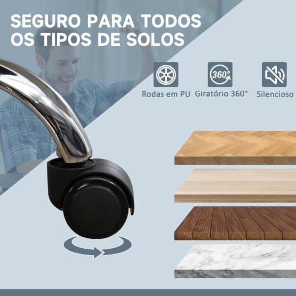 Cadeira de Escritório com 6 Pontos de Massagem por Vibração Aquecimento Estofada em Couro PU 67x67x113 - 121 cm Cinza