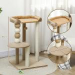 Arranhador para Gatos Arranhador para Gatos com Estofado em Borrego Plataformas Bola Suspensa e Poste de Juta 56x54x86 cm Marrom