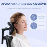 Cadeira de Escritório com Apoio para os Braços 2D Cadeira de Escritório com Altura Ajustável Apoio para a Cabeça Suporte Lombar Alto 67x64x117 - 127cm Preto