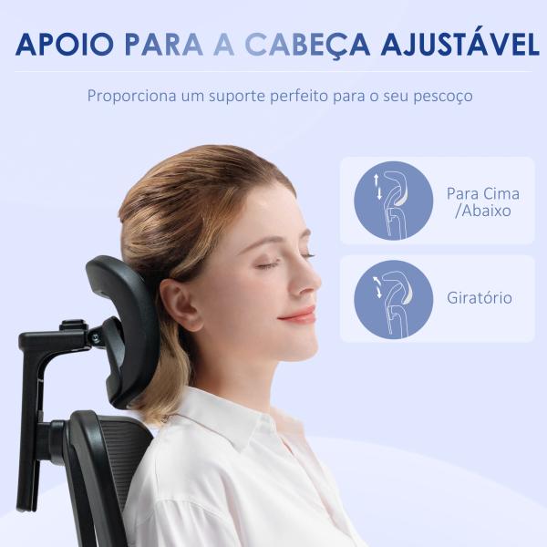 Cadeira de Escritório com Apoio para os Braços 2D Cadeira de Escritório com Altura Ajustável Apoio para a Cabeça Suporte Lombar Alto 67x64x117 - 127cm Preto