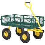 Carrinho de Jardim em Aço com Capacidade 200 kg e Laterais Removíveis 104x54x51 cm Verde e Amarelo