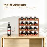 Suporte para 16 Garrafas de Bambu Prateleira para Garrafas de Vinho de 4 Níveis 43x23,5x38cm Marrom