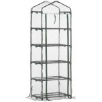 Estufa de Jardim Vertical 69x49x193cm com 5 Prateleiras Estufa para Plantas e Cultivos com Cobertura Transparente e Verde de PVC e Aço Preto