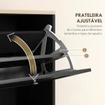 Móvel Sapateira de Entrada com 3 Gavetas Basculantes e Prateleiras Ajustáveis para 18 Pares de Sapatos 60x23,5x115 cm Preto