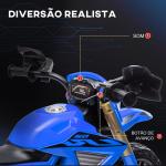 Mota Elétrica para Crianças Moto a Bateria para Crianças 6V com Rodas de Treino e Buzina 105x57x62 cm Azul