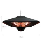 Aquecedor de Teto com Controlo Remoto 1000/2000W 43x43x25 cm