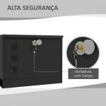 Caixa de Correio Exterior em Metal de Parede com Fechadura, 2 Chaves, Janelas de Visualização e Fecho Silencioso 36,5x11,5x29 cm Preto