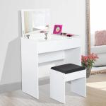 Toucador de Maquilhagem com Branco e Tampa Dobrável Mesa de Maquilhagem com Compartimentos e Gaveta 80x40x79cm Branco
