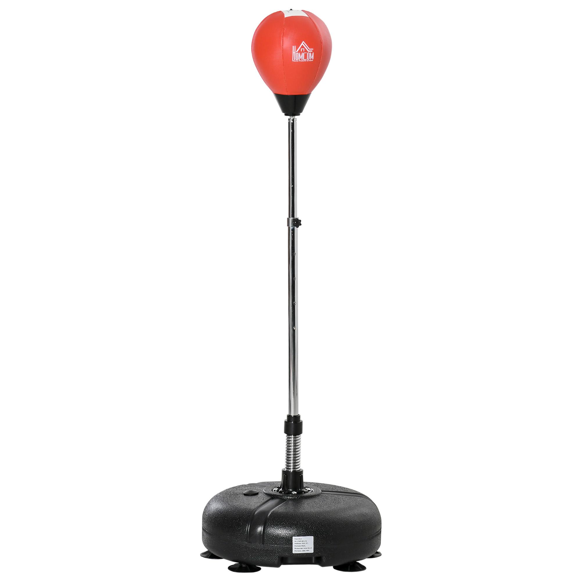 Saco de Boxe de Pé com Altura Ajustável de 4 Níveis Punching Ball com Base Preenchida Luvas e Inflador para Adultos e Adolescentes Ø45x132 - 158cm Preto e Vermelho
