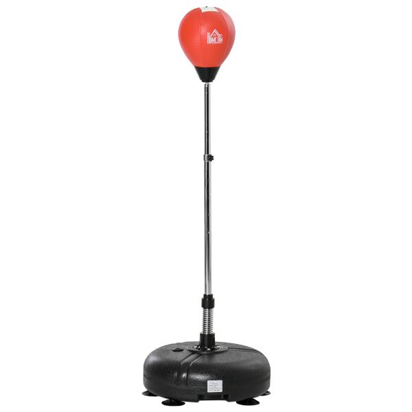 Saco de Boxe de Pé com Altura Ajustável de 4 Níveis Punching Ball com Base Preenchida Luvas e Inflador para Adultos e Adolescentes Ø45x132 - 158cm Preto e Vermelho