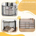 Barreira de Segurança para Animais de Estimação Barreira Dobrável de 3 Painéis com Fechadura Inteligente para Corredor Escada 180x74,5cm Preto