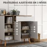 Aparador Branco para Sala de Estar com 1 Gaveta 2 Portas de Fechamento Suave e Prateleiras Ajustáveis 95x35x85 cm Madeira