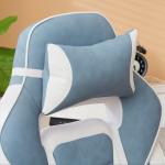 Cadeira Gaming Cadeira de Escritório Reclinável Apoio para os Pés Retrátil Suporte Lombar e Almofada para a Cabeça 63x63x115,5 - 123 cm Azul