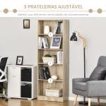 Estante para Livros de 5 Níveis com Prateleira Ajustável e Desenho Anti - Tombo Estante de Armazenamento 63x29,5x176 cm Madeira