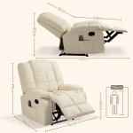 Poltrona de Massagem Poltrona Relax Reclinável com 8 Pontos de Massagem Controlo Remoto Estofada em PU 94x99x99 cm Creme