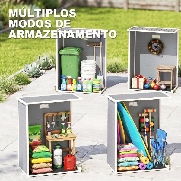 Abrigo de Jardim 1,14 m² 151x92x193 cm Abrigo de Exterior Metálico com Chão Porta de Correr Janela e Teto Inclinado Cinzento
