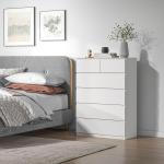 Cómoda Moderna com 6 Gavetas Cómoda de Madeira para Dormitório Entrada Sala de Estar 80x39x115cm Branco