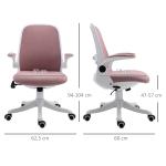 Cadeira de Escritório Giratória Função de Inclinação Altura Ajustável Ergonômica com Apoio de Braço Elevavel Carga 120 kg62,5x60x94 - 104 cm Rosa