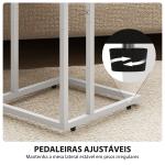 Mesa Auxiliar com Estação de Carga com Tampo Dobrável e Pés Ajustáveis 39x29x57 cm Branco e Madeira