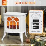 Lareira Elétrica 750/1500 W Lareira Decorativa com 2 Níveis de Potência Efeito Chama Área de Cobertura 15 - 20 m² 37,3x23,1x44 cm Branco
