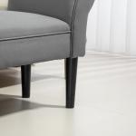 Banco de Pé de Cama Estofado em Linho Sintético com Pés de Madeira Braços e Assento Acolchoado Cinzento Escuro
