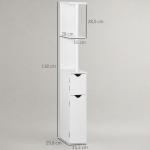 Coluna Casa de Banho com 2 Portas e 2 Prateleiras Armário Alto para Casa de Banho Estilo Moderno 15,2x29,8x118cm Branco