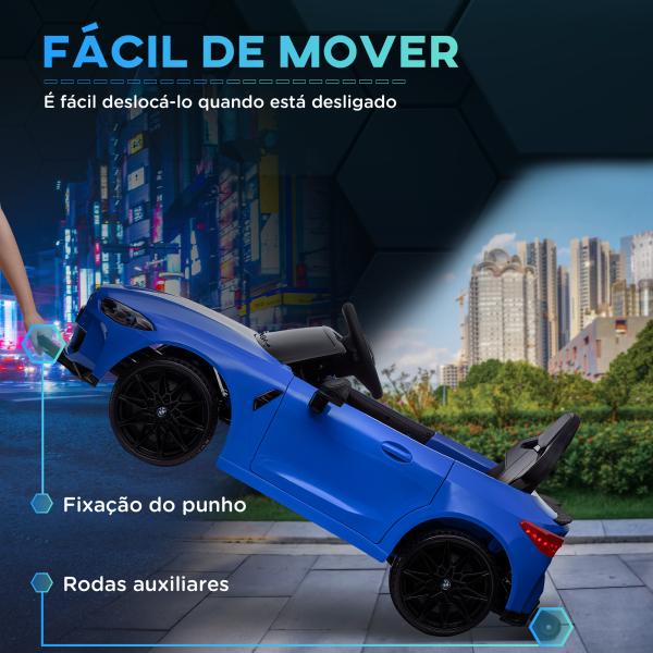 Carro Elétrico para Crianças BMW M4 12V com Controlo Remoto Faróis Buzina Música e Velocidade 3 - 5 km/h 108x69,5x51 cm Azul