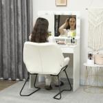 Poltrona Sala de Estar Moderna Poltrona de Leitura com Assento Largo e Acolchoado Estofada em Veludo Pés de Metal 70x67,5x87 cm Creme