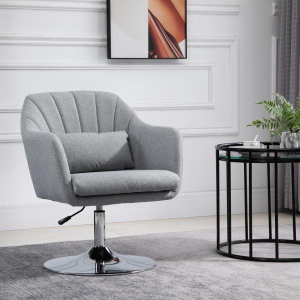 Cadeira de Escritório Operativa Giratória 360°com Altura Ajustável Apoio para os Braços e Almofada 60x60x79 - 91 cm Cinza
