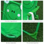 Conjunto de Mesa e Cadeira de Jardim Conjunto de Picnic Dobrável para Crianças Conjunto de Mesa com Chapéu de Sol com Altura Ajustável 100 - 125cm Desenho de Sapo Verde