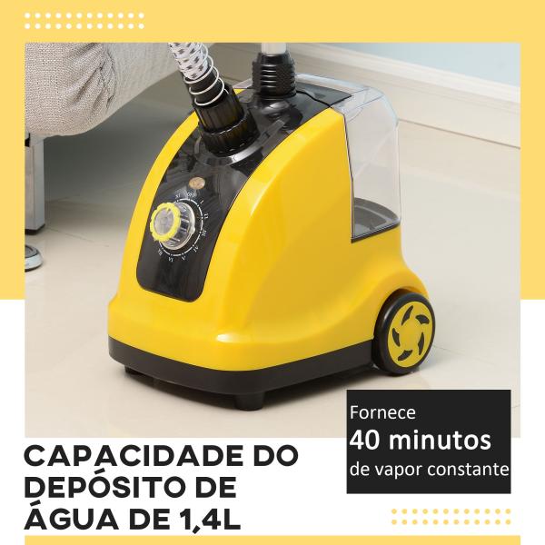 Ferro de Engomar a Vapor com Depósito de 1,4L e Temperatura Ajustável em 11 Níveis 26x21,5x146cm Amarelo e Preto