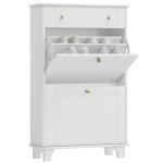 Sapateira Branca Móvel Sapateira Estreita com 2 Portas e 1 Gaveta para 8 Pares de Sapatos 60x23,5x98,5 cm Branco