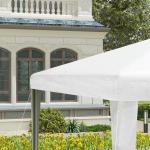 Tenda de Jardim Desmontável Tenda para Exteriores com 4 Orifícios de Drenagem e Tubo de Aço 293x293x252 cm Branco