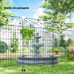 Cercas de Jardim de 4 Painéis 88x110 cm Cercas de Jardim Metálicas Cercas Decorativas com Ângulo Ajustável Preto