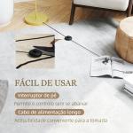 Candeeiro de Pé Moderno Lâmpada E27 Máx. 40W com Ecrã de Linho e Interruptor de Pé 64x38x163,5 cm Branco e Dourado