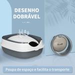 Caixa de Areia para Gatos Dobrável Caixa de Areia para Gatos Fechada com Pá 52x41x38 cm Branco e Cinza