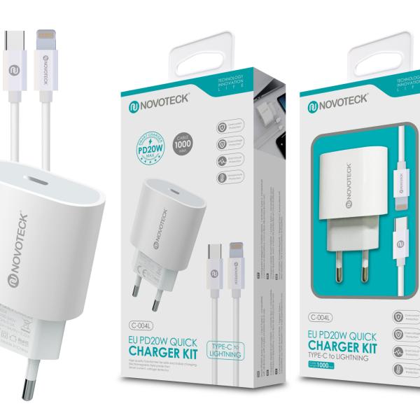 Carregador USB - C Pd 20W com Cabo Type - C to Lightning C - 004L Ip12 - 13 - 14 Series