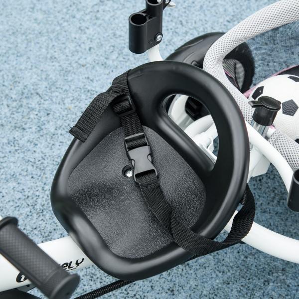 Triciclo para Bebés Evolutivo com Capota Dobrável Guiador Telescópico e Removível Bolsa e Porta - Garrafas 102x49x102 cm Rosa