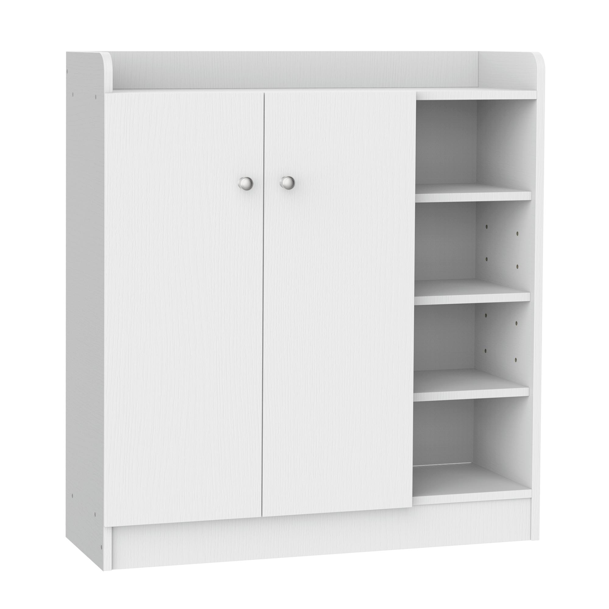 Sapateira Armário Multiuso com 2 Portas Prateleiras Interiores e 4 Prateleiras Exteriores com Altura Ajustável 83x30x90 cm Branco