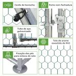 Galinheiro para Exterior Grande de Aço Galvanizado 280x190x195 cm Gaiola para Galinhas com Cobertura de Tecido Oxford Prata