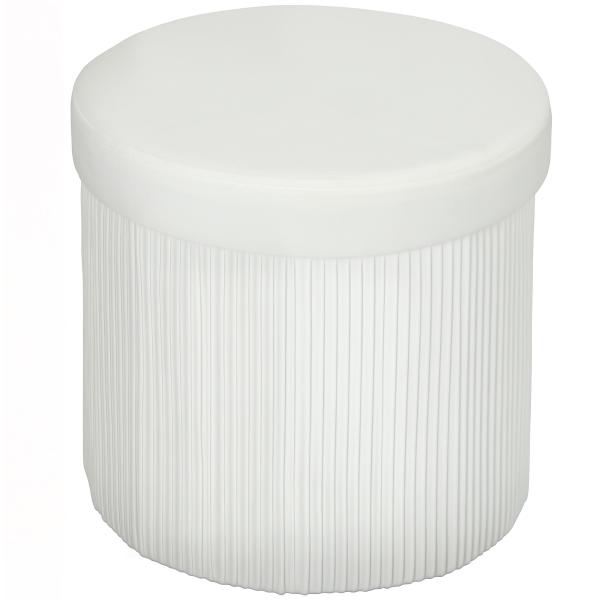 Puff de Arrumação Banco de Arrumação Dobrável 35 L 38x38x38 cm Estofado em Veludo Baú de Arrumação Redondo Creme