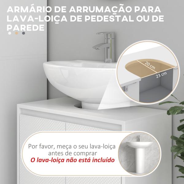 Móvel para Lavatório Pousar Moderno com Prateleira Anti - Tombo Carga 40 kg 60x30x60 cm Branco