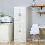 Armário de Cozinha Móvel Auxiliar de Cozinha com 4 Portas e 5 Prateleiras Estilo Moderno Anti - Tombo 60x36x168cm Branco